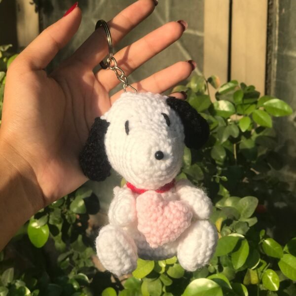 Handmade Crochet Snoopy Dog Keychain - Image 3