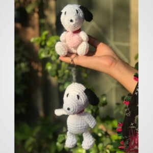 Handmade Crochet Snoopy Dog Keychain