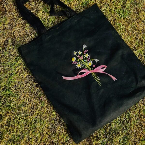 Hand-Embroidered Bouquet Tote Bag - Image 2