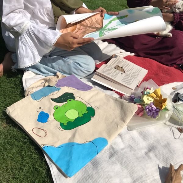 Hand-Painted Frog Tote Bag - Image 4