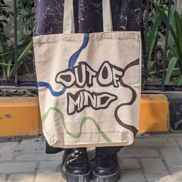 Hand-Painted Out of Mind Tote Bag - Image 2
