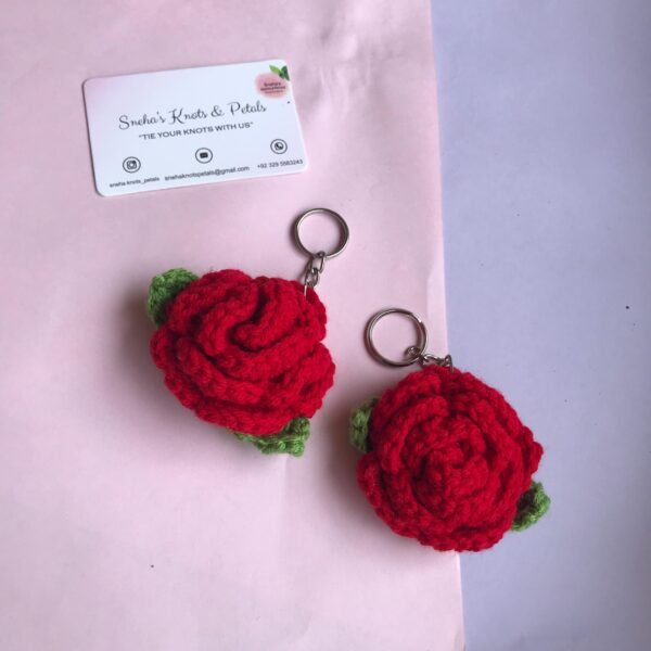 Handcrafted Crochet Rose Keychain - Image 4