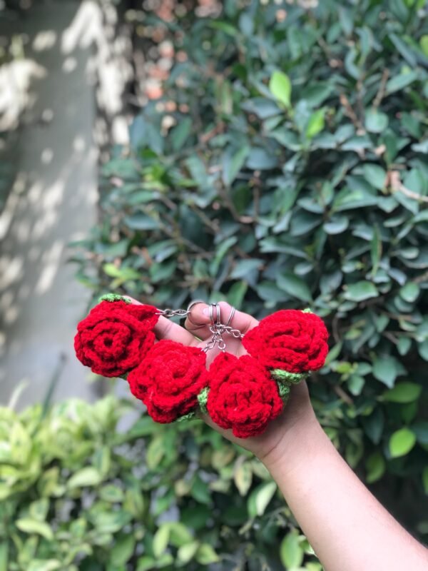 Handcrafted Crochet Rose Keychain - Image 5
