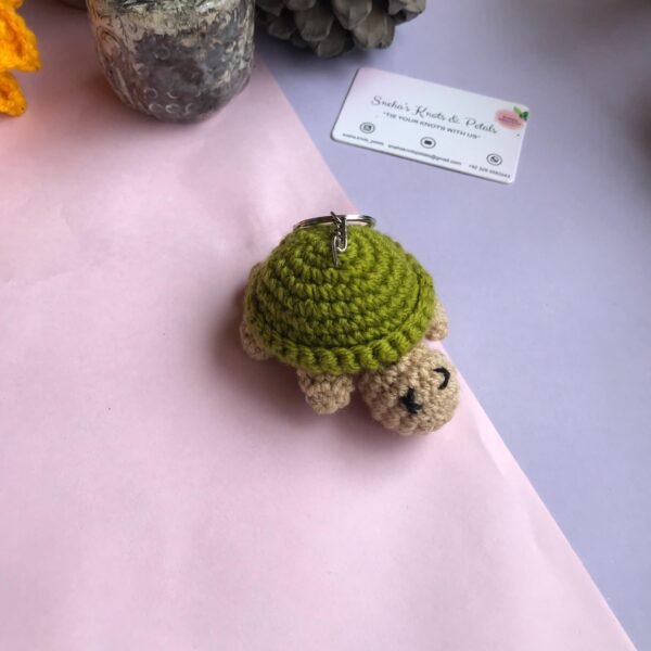 Handcrafted Crochet Turtle Keychain - Image 2