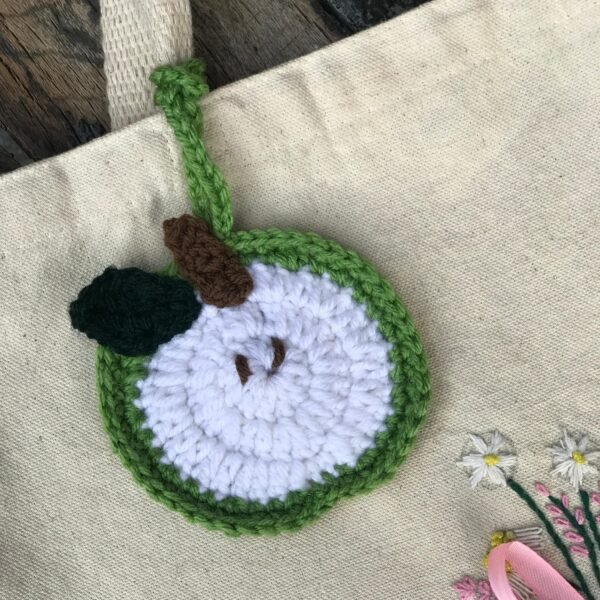 Handmade Crochet Apple Bag Charm - Image 2