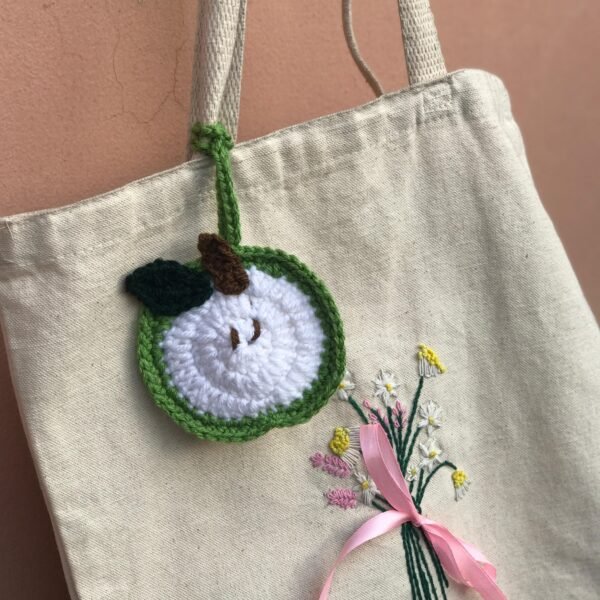 Handmade Crochet Apple Bag Charm - Image 3