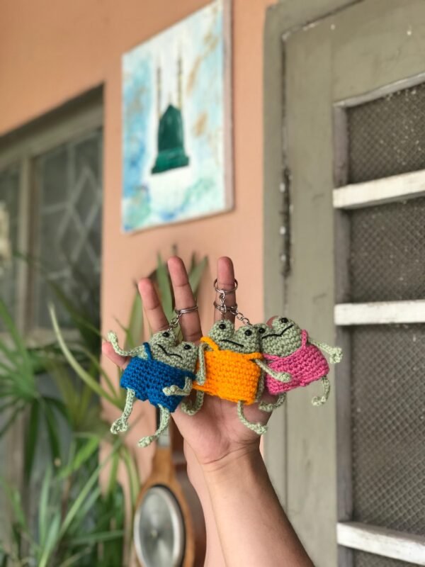 Handmade Crochet Frog Keychain - Image 2