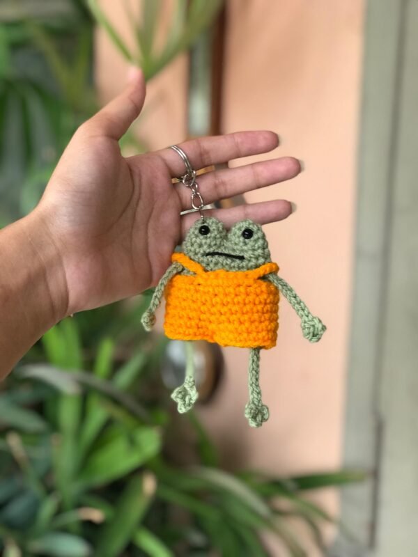 Handmade Crochet Frog Keychain - Image 3