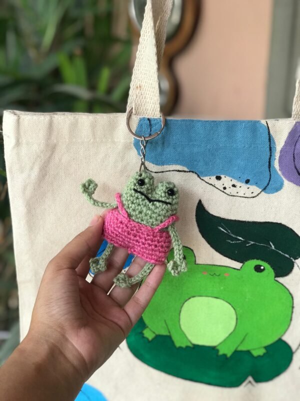 Handmade Crochet Frog Keychain - Image 4