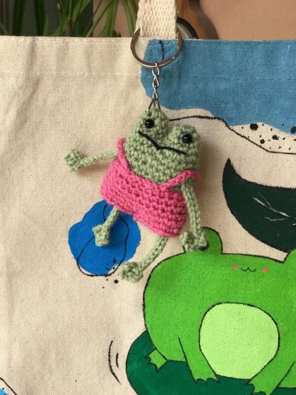 Handmade Crochet Frog Keychain - Image 5