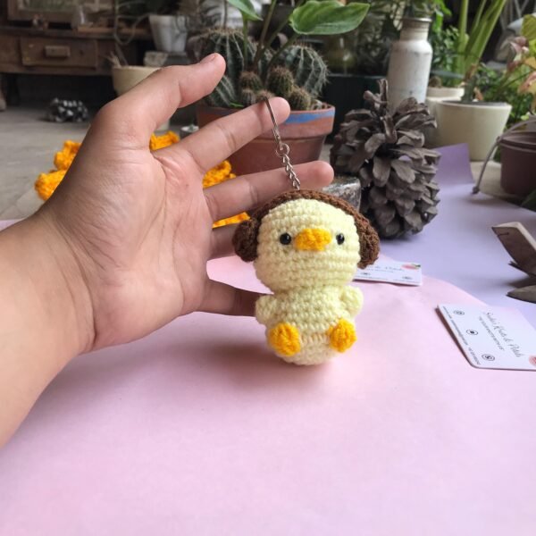 Handmade Crochet Headphones Chick Keychain - Image 3