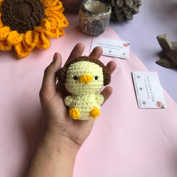 Handmade Crochet Headphones Chick Keychain - Image 4