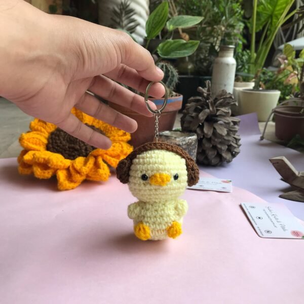 Handmade Crochet Headphones Chick Keychain - Image 5