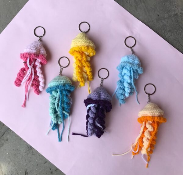 Handmade Crochet Jellyfish Keychain - Image 2