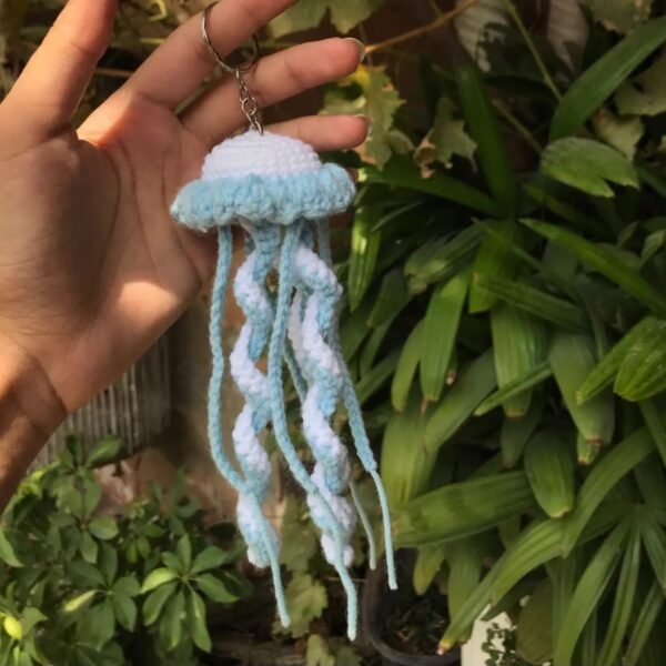 Handmade Crochet Jellyfish Keychain - Image 2