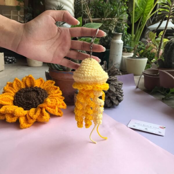 Handmade Crochet Jellyfish Keychain - Image 10