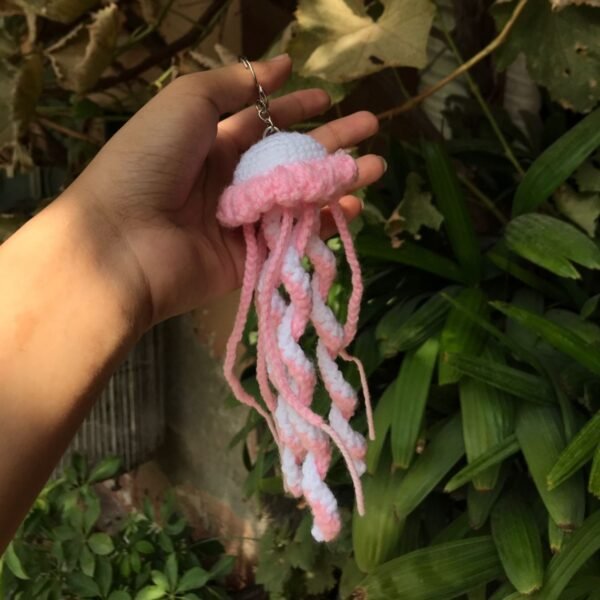 Handmade Crochet Jellyfish Keychain - Image 3