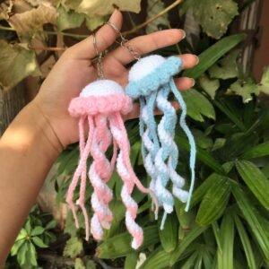 Handmade Crochet Jellyfish Keychain