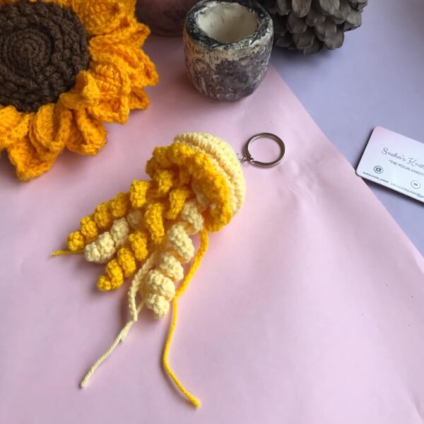 Handmade Crochet Jellyfish Keychain - Image 6