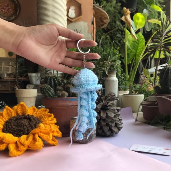 Handmade Crochet Jellyfish Keychain - Image 8