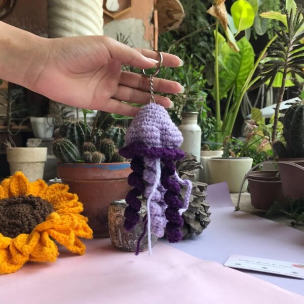 Handmade Crochet Jellyfish Keychain - Image 9