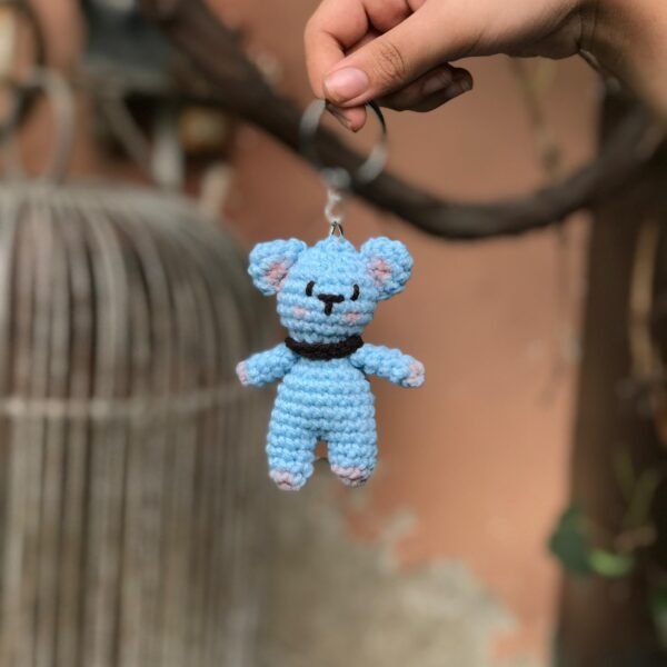 Handmade Crochet Mini Teddy Bear Keychain - Image 2