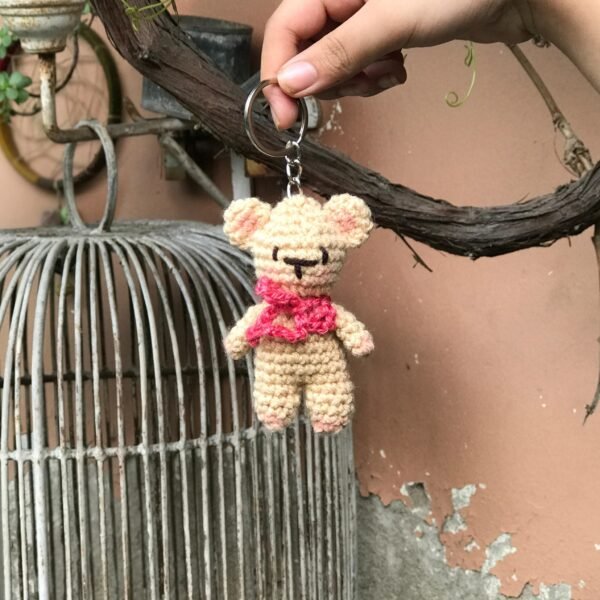 Handmade Crochet Mini Teddy Bear Keychain - Image 3