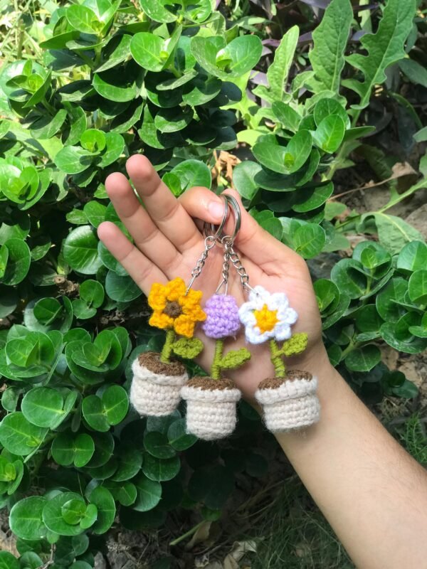 Handmade Crochet Potted Flower Keychain - Image 2