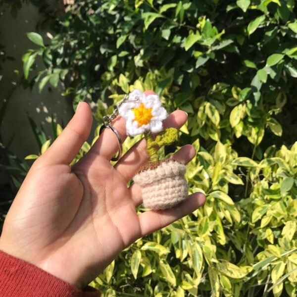 Handmade Crochet Potted Flower Keychain - Image 4