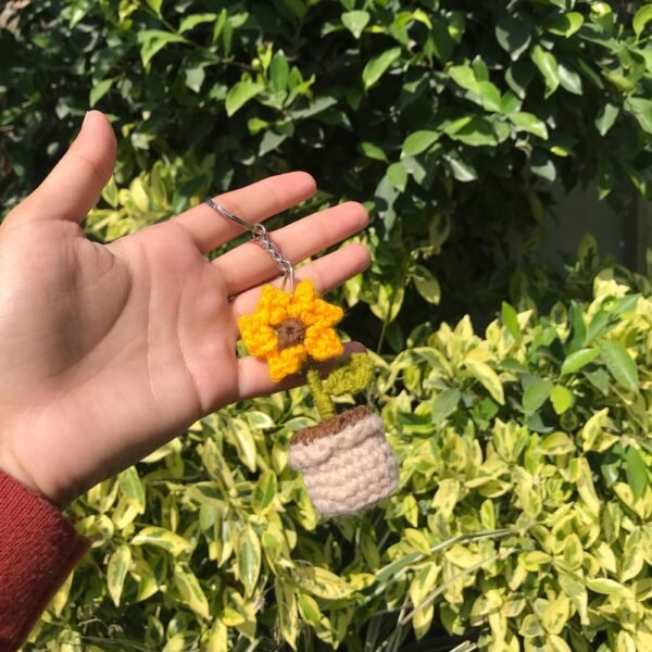 Handmade Crochet Potted Flower Keychain - Image 7