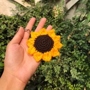 Handmade Crochet Sunflower Keychain