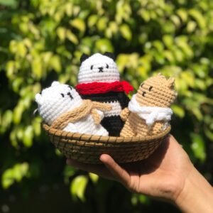 Handmade Crochet Teddy Bear Keychain with Scarf