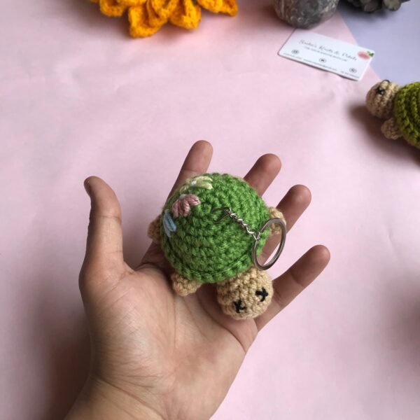 Handcrafted Crochet Turtle Keychain - Image 3