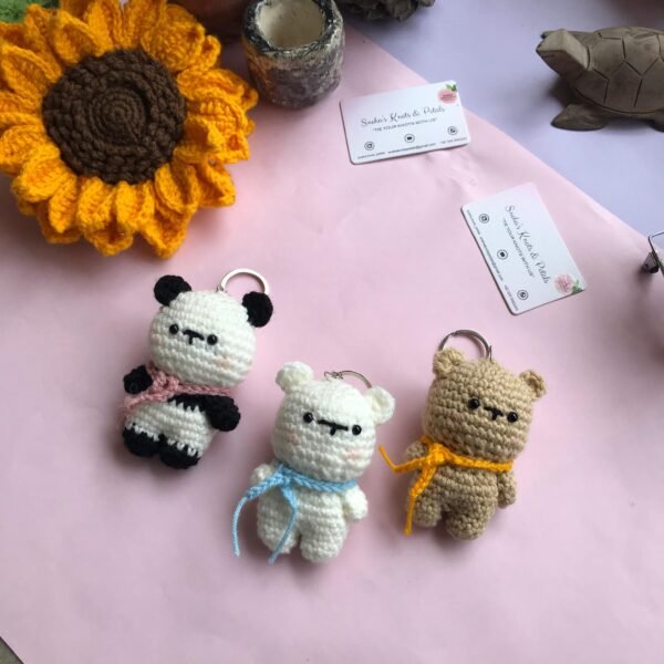 Handmade Crochet Bear Keychain - Image 2