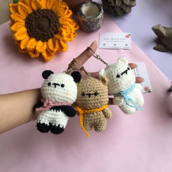 Handmade Crochet Bear Keychain - Image 3
