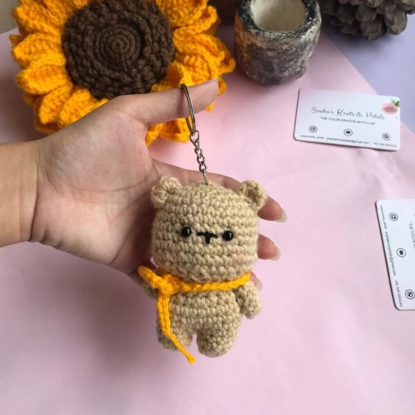 Handmade Crochet Bear Keychain - Image 4