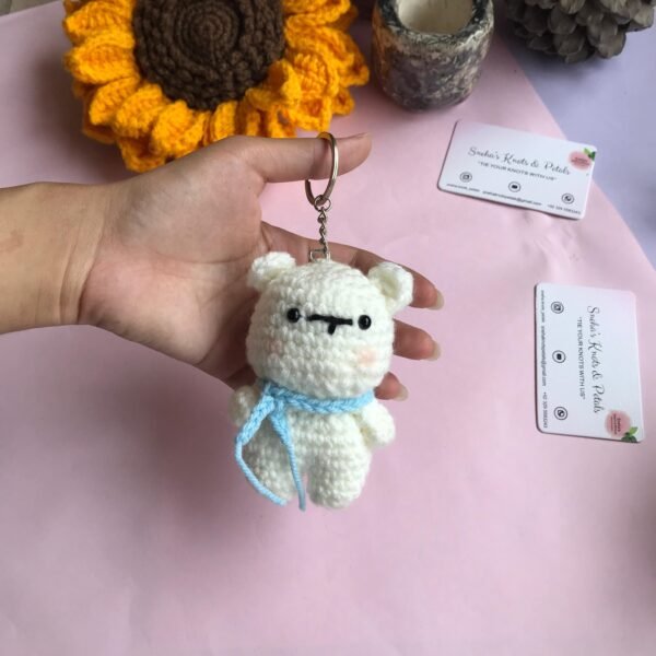 Handmade Crochet Bear Keychain - Image 6
