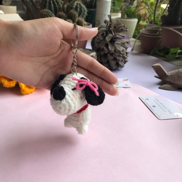 Handcrafted Crochet Snoopy Keychain - Image 4