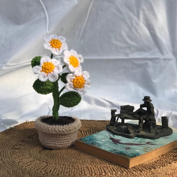 Crocheted Daisy Plant Decor - Image 2