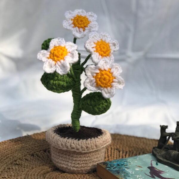 Crocheted Daisy Plant Decor - Image 3