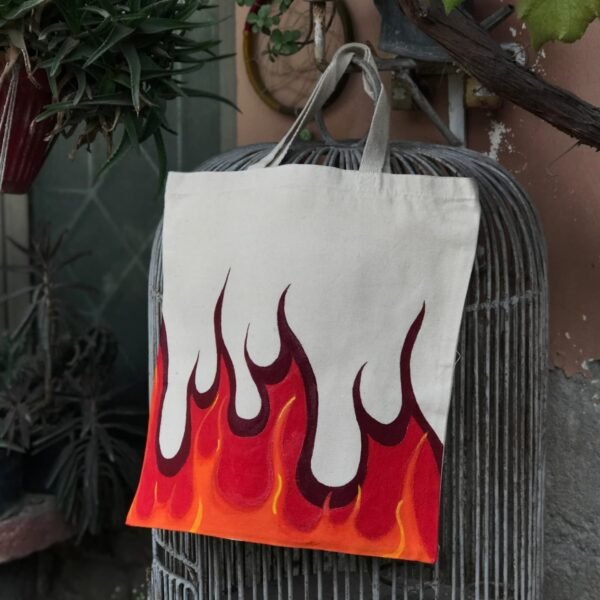 "Flaming Hot" Beige Tote Bag - Image 2
