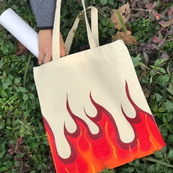 "Flaming Hot" Beige Tote Bag - Image 3