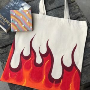 "Flaming Hot" Beige Tote Bag
