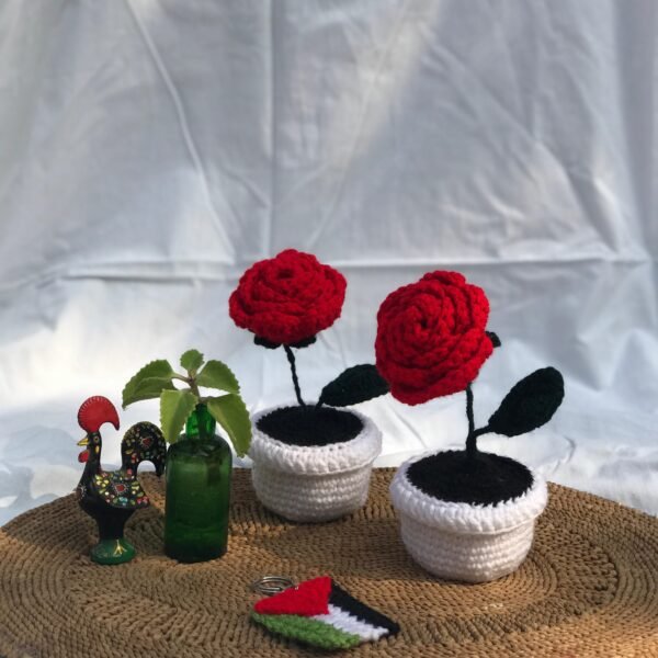 Hand-Crafted Red Rose Plant Decor - Image 2