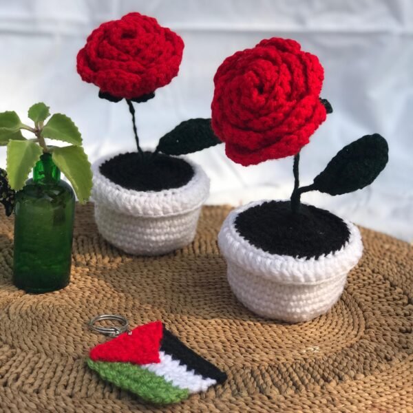 Hand-Crafted Red Rose Plant Decor - Image 3