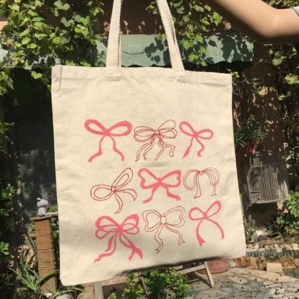 "Pink Bows Pattern" Tote Bag - Image 2