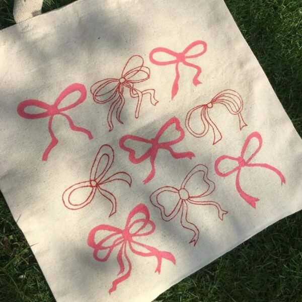 "Pink Bows Pattern" Tote Bag - Image 3