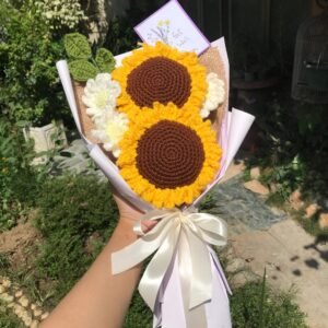 Golden Bloom Crochet Bouquet